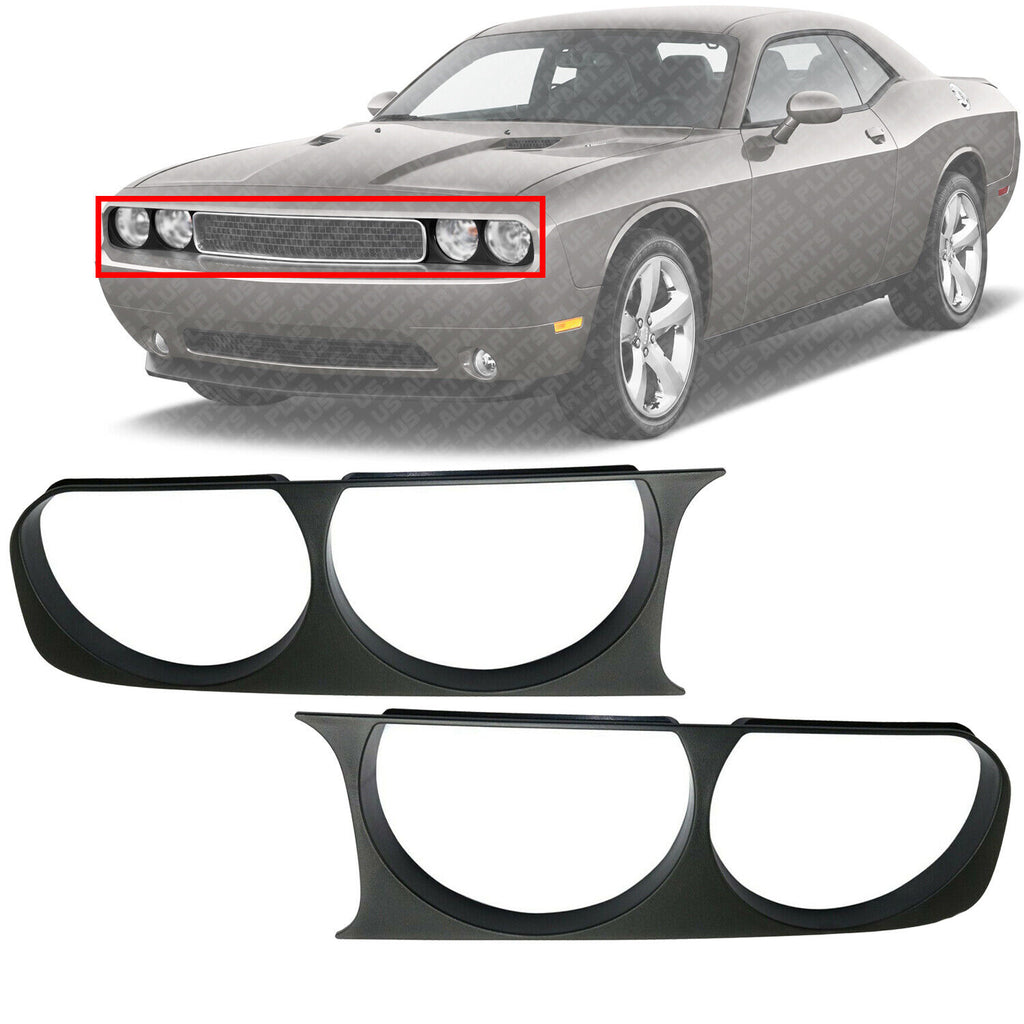 Head Lamp Bezel Left Driver & Right Passenger Side For 2008-14 Dodge Challenger