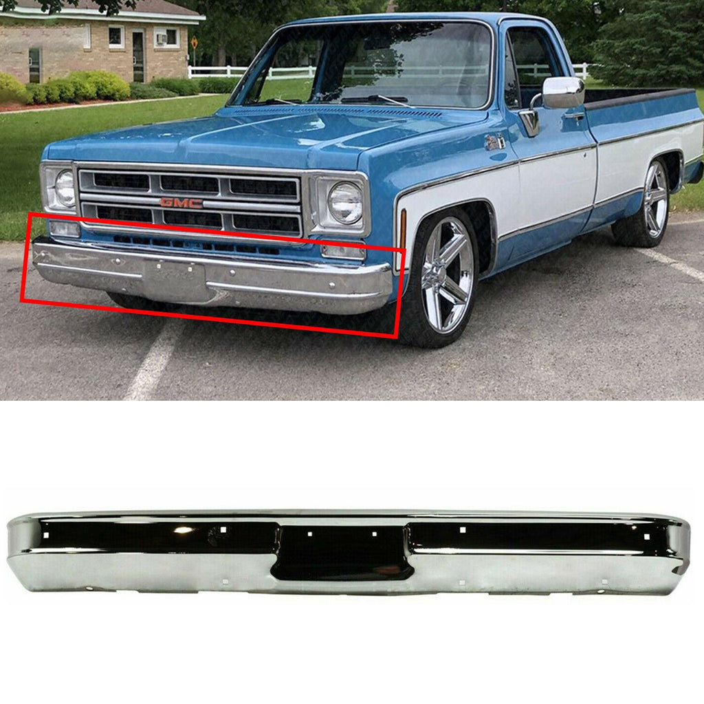 Front Bumper Chrome Steel for 1973-1980 GMC C/K Series / Chevrolet Suburban