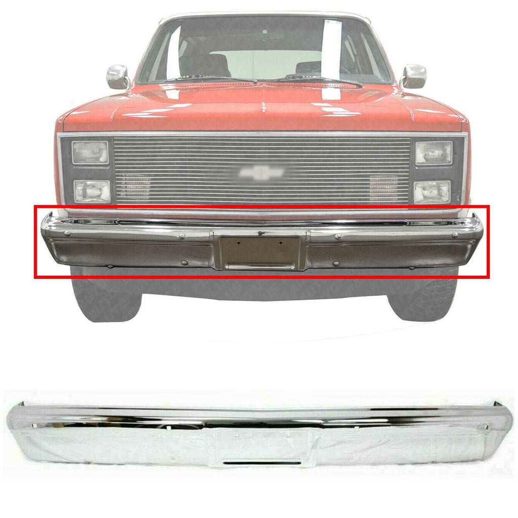 Front Bumper Chrome Steel For 1983-1991 Chevrolet and GMC C/K Series