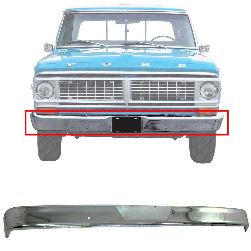 Front Bumper Chrome Steel For 67-77 Ford F-SERIES F-100 F-250 F-350 F-500 Pickup