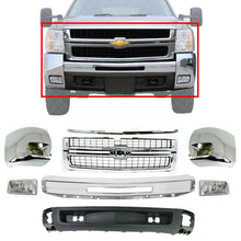 Load image into Gallery viewer, Front Bumper Chrome Steel Kit + Grille &amp; Molding For 07-10 Silverado 2500HD 3500