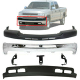 Front Bumper Chrome Steel Kit With Bracket For 01-02 Chevy Silverado 2500HD 3500