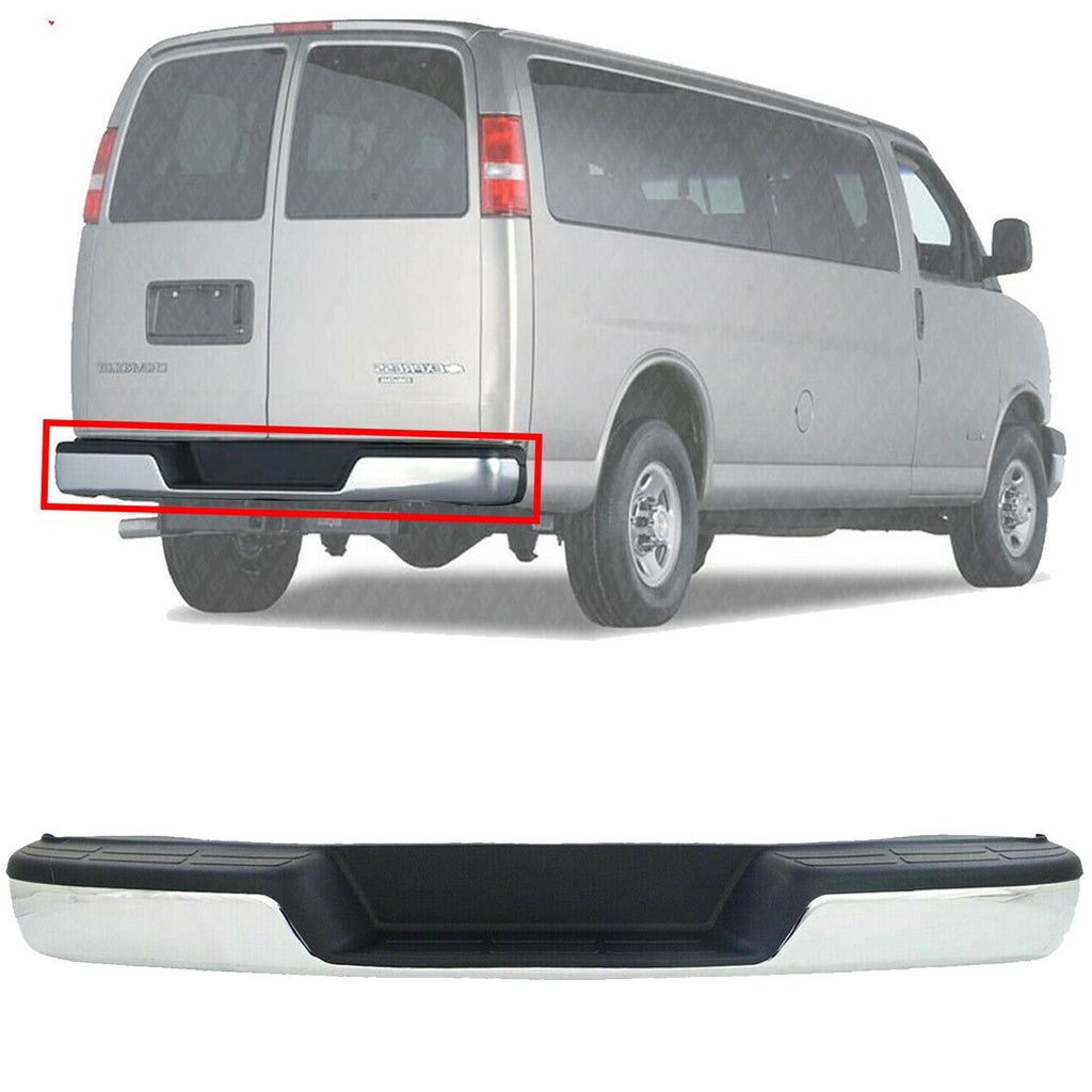 NEW Complete Chrome Rear Step Bumper For 1996-2020 Chevy Express GMC Savana Van