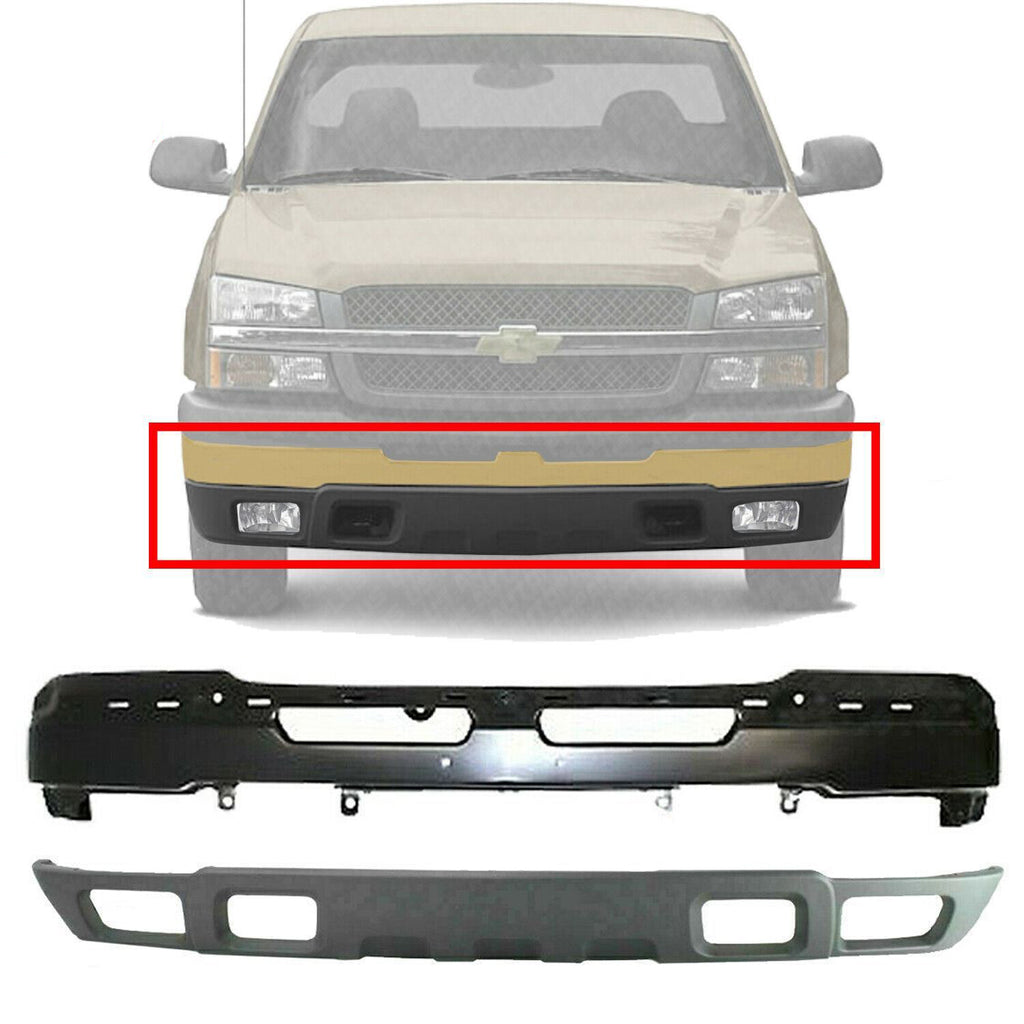 Front Bumper Primed Steel+Valance For 2003-2007 Chevy Silverado 1500 2500HD 3500