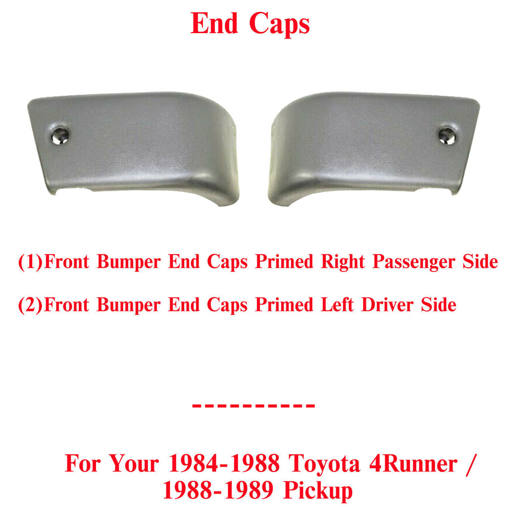 Front Bumper End Caps Primed LH & RH For 1984-1987 Toyota 4Runner / Pickup 4WD