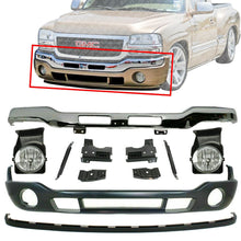 Load image into Gallery viewer, Front Bumper Chrome w/ Bracket+Valance+Extension+Fog Lamps For 2003-06 GMC Siera