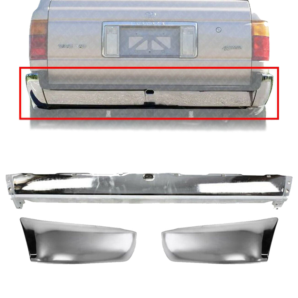 Rear Bumper Chrome Steel + Chrome End Caps For 1990-1995 Toyota