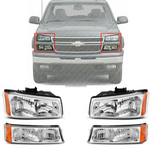 Load image into Gallery viewer, Front Headlamps + Signal Lamps For 2003-2006 Chevrolet Silverado / Avalanche