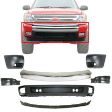 Load image into Gallery viewer, Front Bumper Steel Chrome Kit &amp; End Caps For 2007-2013 Chevrolet Silverado 1500