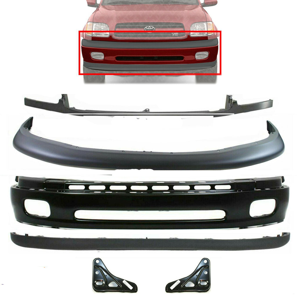 Front Primed Bumper Steel+Upper+Filler+Valance+Bracket For 2000-06 Toyota Tundra