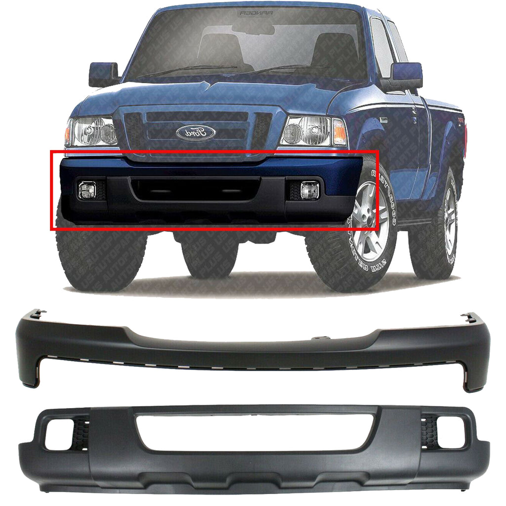 Front Bumper Cover Primed + Lower Valance Textured For 2006-2007 Ford Ranger