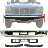 Front Bumper Chrome + Bumper Molding For 92-97 Ford F-150-350 /92-96 Ford Bronco