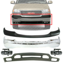 Load image into Gallery viewer, Front Bumper Chrome + Cover + Lower + Lights For 99-02 GMC Sierra / 00-06 Yukon