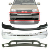 Front Bumper Chrome + Cover + Lower For 99-02 GMC Sierra 1500 2500/00-06 YUKON