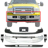 Front Bumper Chrome + Cover + Valance + Fog + Plate For 2005-2007 Ford F250-F550