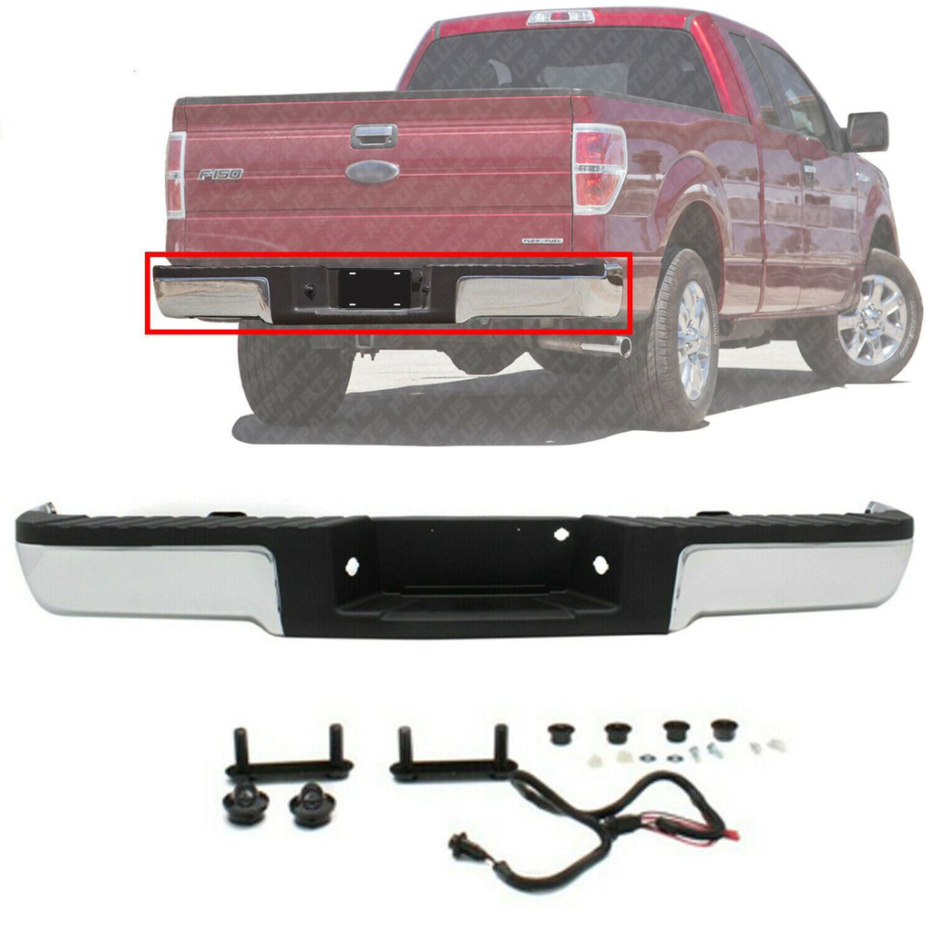 Rear Chrome Step Bumper Assembly Without Brackets For 2009-2014 Ford F150