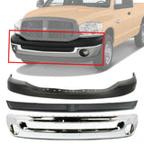 Front Bumper Chrome + Filler + Upper Cover Textrd For 06-09 Dodge Ram 1500-3500