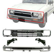 Load image into Gallery viewer, Front Bumper Chrome + Grille + Bracket Kit For 1992-95 Toyota Pickup Truck 2wd