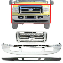 Load image into Gallery viewer, Front Bumper Chrome + Grille + Low Valance For 2005-2007 Ford F250 F350 F450-SD