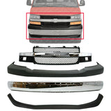 Front Bumper Chrome + Grille + Upper + lower For 2003-2014 Chevrolet Express