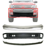 Front Bumper Chrome + Lower Valance + Extension For 2007-13 Chevy Silverado 1500