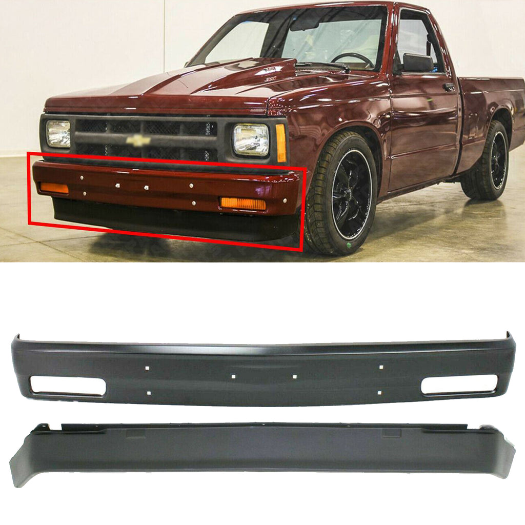 Front Bumper Primed+Valance For 83-94 Chevrolet S10 Blazer / 82-93 S10 Pickup