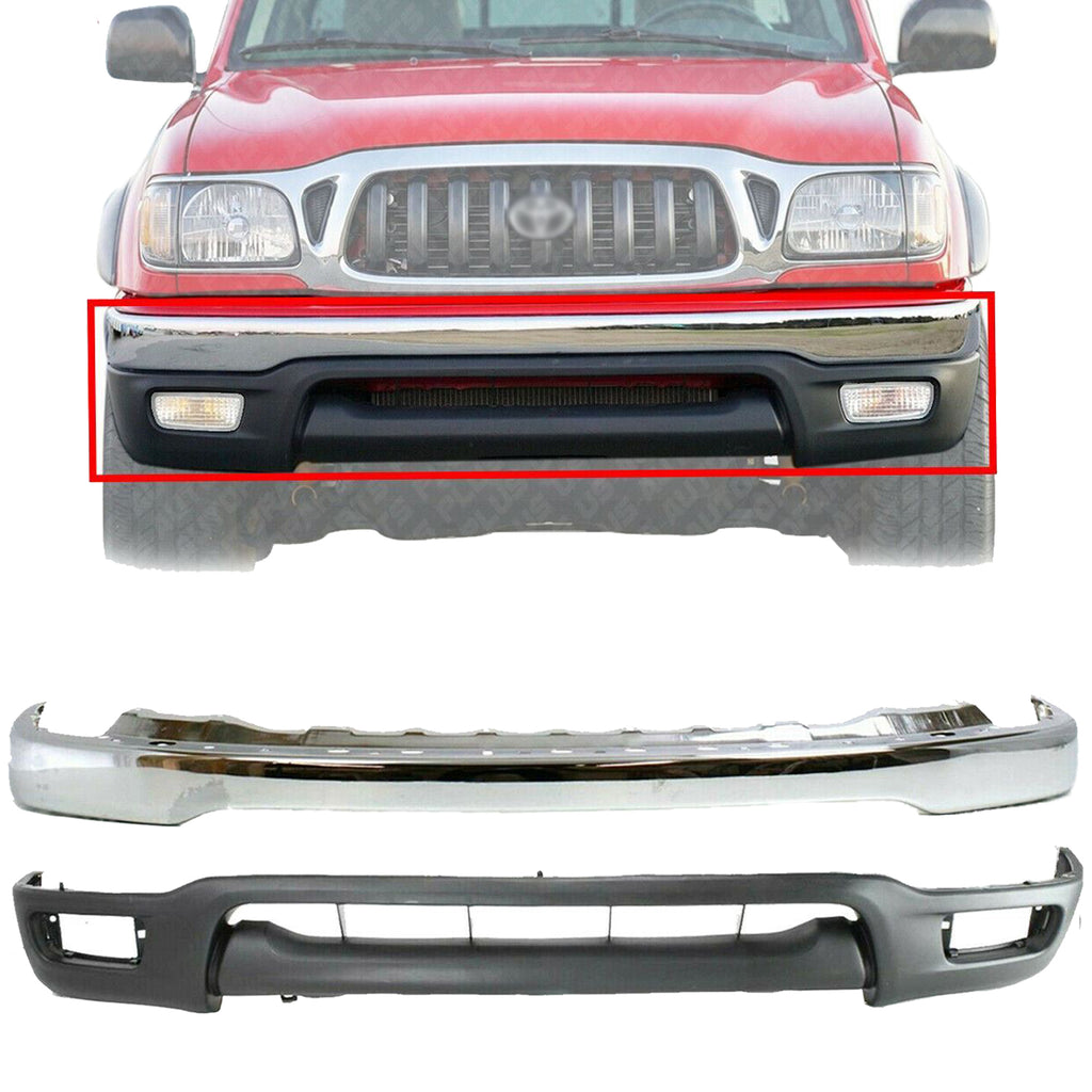 New Front Chrome Bumper Lower Valance Kit Primed For Toyota Tacoma 2001-2004