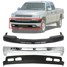 Load image into Gallery viewer, Front Bumper Chrome + Upper Cover + Lower Valance For 1999-2002 Chevrolet Silverado 2500HD 3500