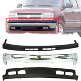 Front Bumper Chrome + Valance + Filler For 99-02 Silverado 1500 / Tahoe Suburban