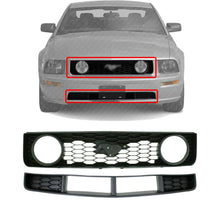 Load image into Gallery viewer, Front Bumper Lower &amp; Upper Grille Textured For 2005-2009 Ford Mustang GT