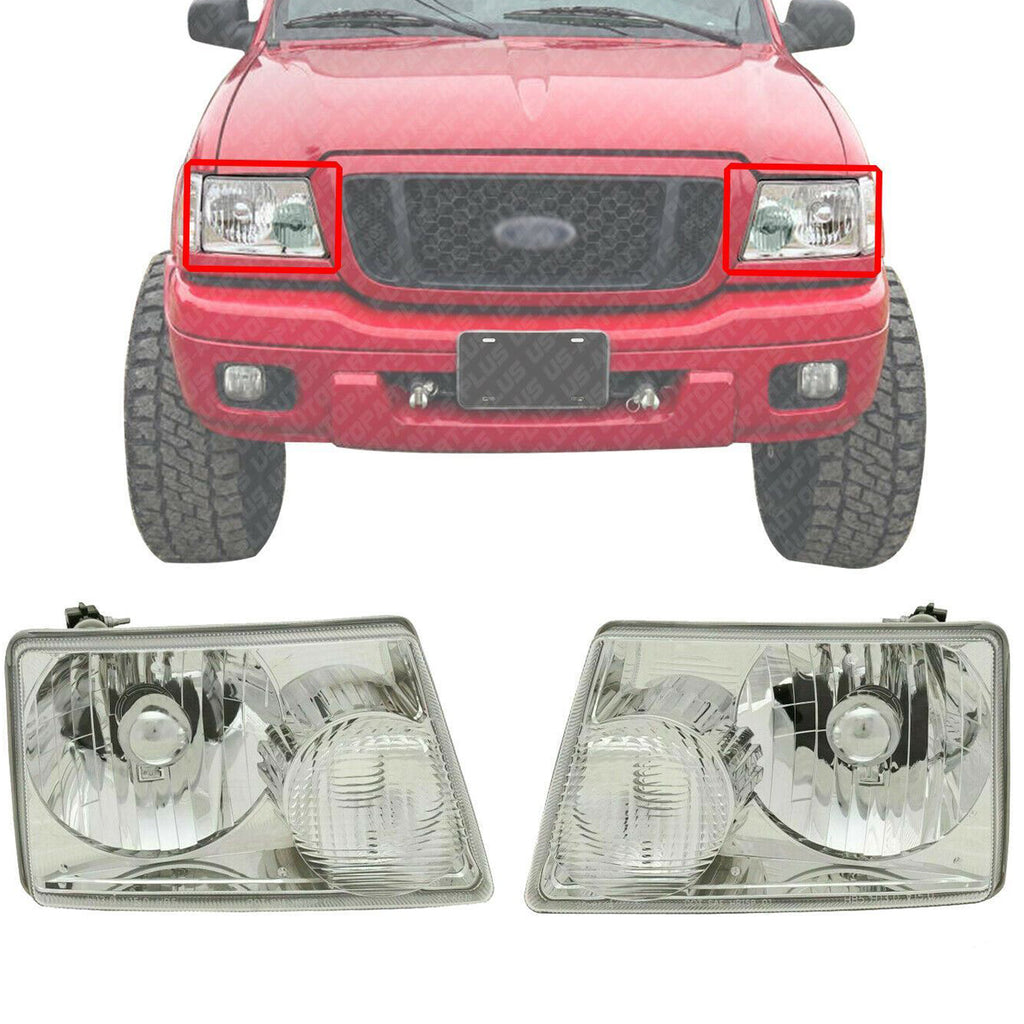 Front Headlights Set Left & Right Pair For 2001-2011 Ford Ranger Pickup Truck