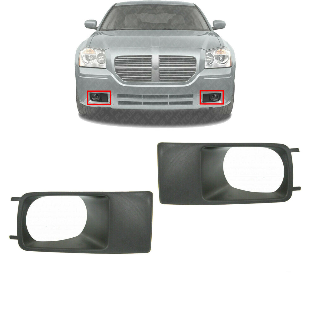 Front Fog Light Bezel Set Textured Right & Left Side For 2005-2007 Dodge Magnum