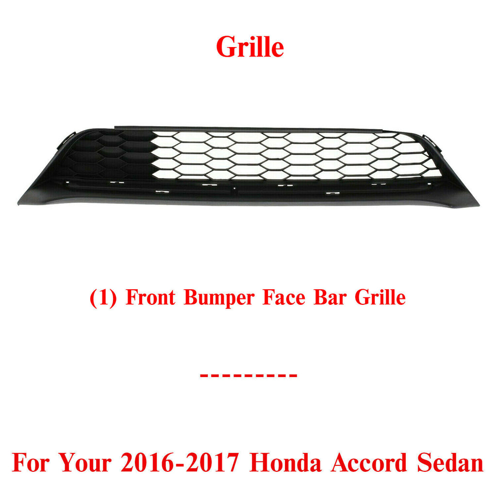 Front Bumper Lower Grille Textured For 2016-2017 Honda Accord Sedan