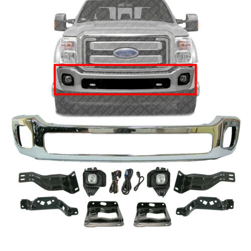 Front Bumper Chrome Kit For 2011-2016 Ford F-Series Super Duty