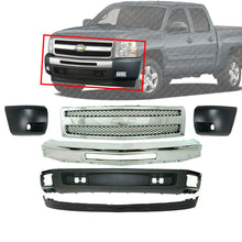 Load image into Gallery viewer, Front Bumper Chrome + Grille + Valance + End Caps For 2007-2013 Silverado 1500