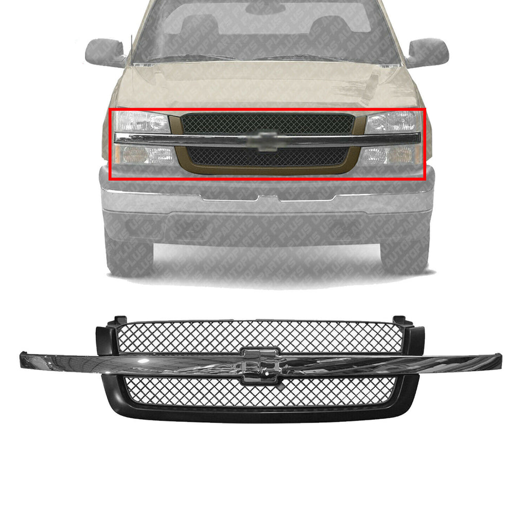 Front Grille Chrome Molding Strip For 2003-2006 Silverado Avalanche 1500-2500