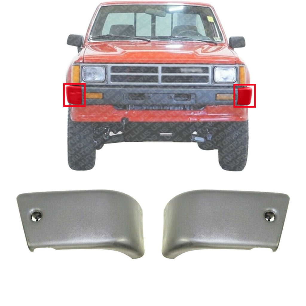 Front Bumper End Caps Primed LH & RH For 1984-1987 Toyota 4Runner / Pickup 4WD