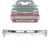 Front Bumper Chrome Steel W/o Brackets For 1999-2002 Silverado 1500 2500HD 3500