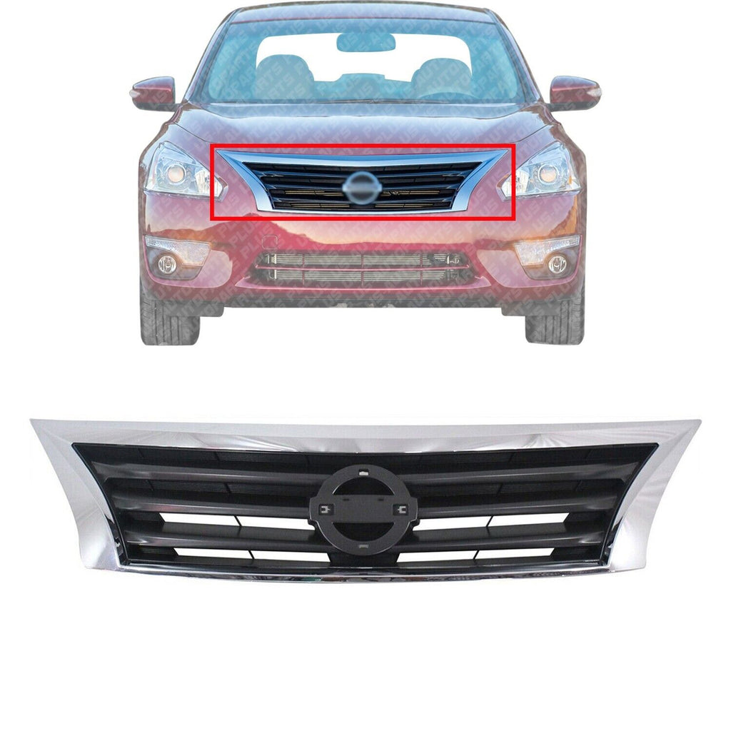 Front Bumper Grille Chrome Shell & Black Insert For 2013-15 Nissan Altima Sedan