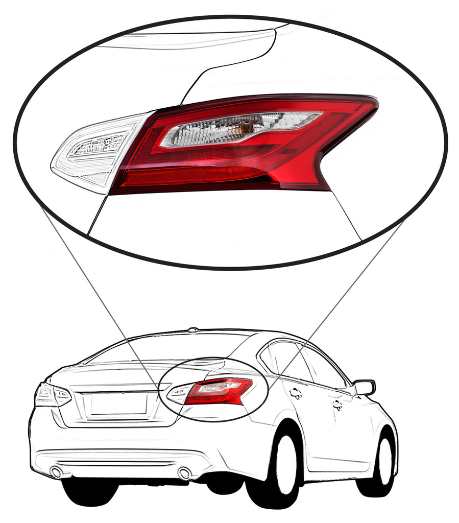 New Tail Light Direct Replacement For ALTIMA 16-17 TAIL LAMP RH, Outer, Assembly, Base/S/SL/SV Models, 17-17 w/o Smoke Lens - CAPA NI2805106C 265509HS0A