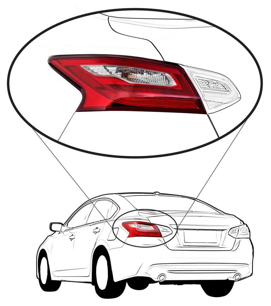 New Tail Light Direct Replacement For ALTIMA 16-17 TAIL LAMP LH, Outer, Assembly, Halogen, Base/S/SL/SV Models, 17-17 w/o Smoke Lens NI2804106 265559HS0A