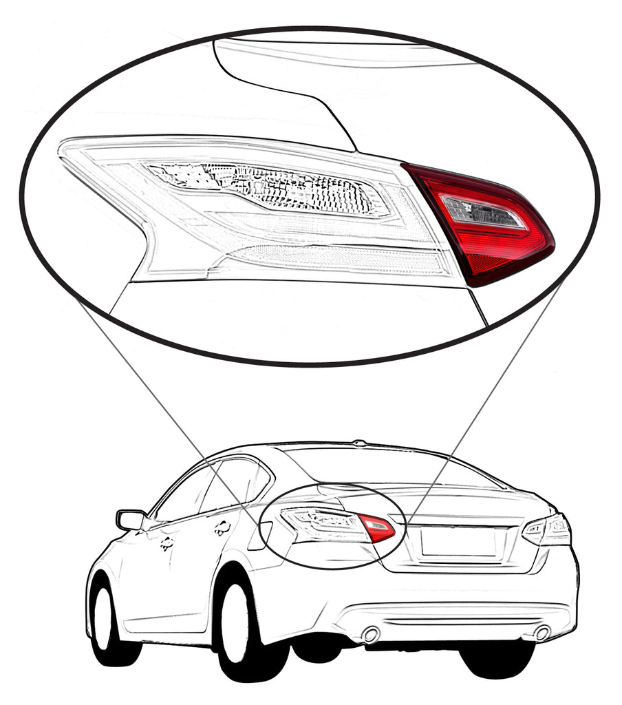 New Tail Light Direct Replacement For ALTIMA 16-17 TAIL LAMP LH, Inner, Assembly, Base/S/SL/SV Models, 17-17 w/o Sport Pkg - CAPA NI2802110C 265459HS0A