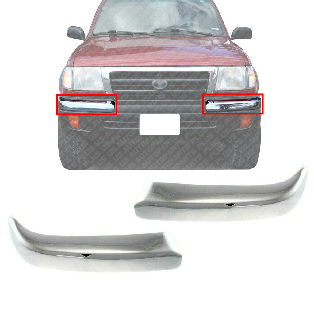 Set of 2 Front Bumper End Chrome Trim LH & RH Side For 1998-2000 Toyota Tacoma