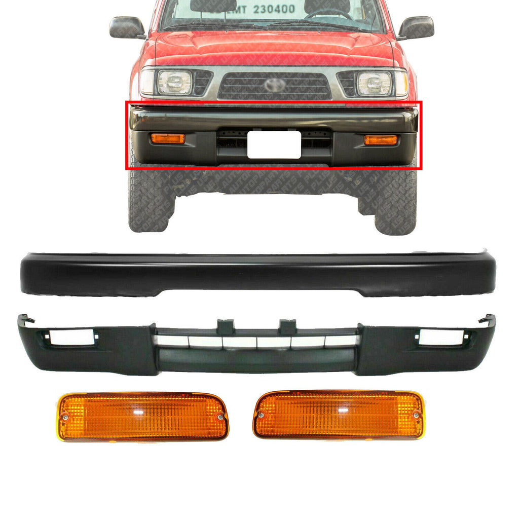 Front Bumper Primed Steel + Signal + Lower Valance For 95-1997 Toyota Tacoma 4WD