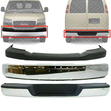 Load image into Gallery viewer, Front Bumper &amp; Upper Cover+ Rear Bumper For 2003-2020 Chevy Express / GMC Savana