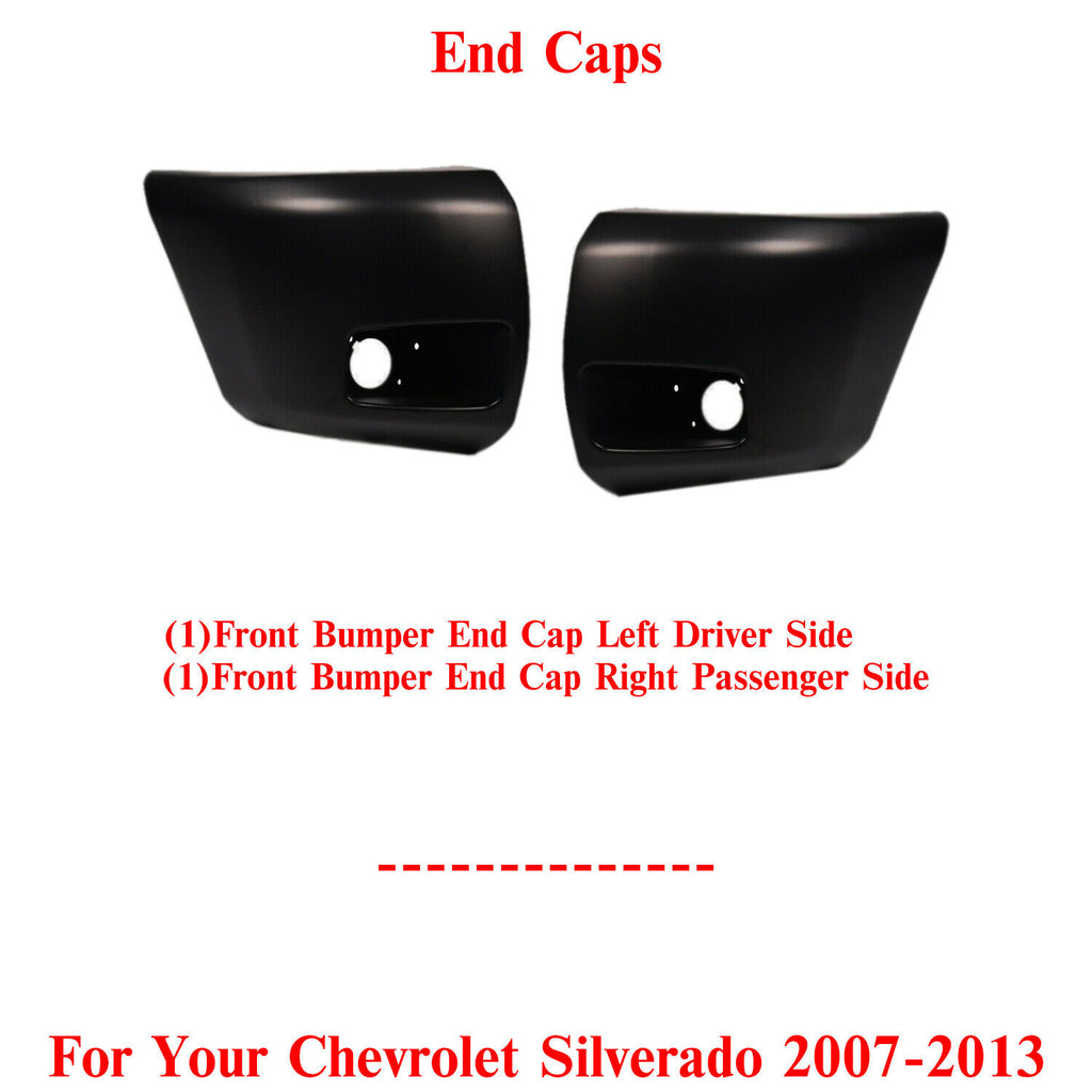 Front Bumper End Caps Left & Right Side For 2007-2013 Chevrolet Silverado 1500