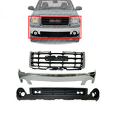 Front Bumper Chrome Steel + Grille + Valance For 2007-2013 GMC Sierra 1500