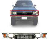 Front Grille + Head Lamps Door + Corner Lamp LH & RH For 89-91 Toyota Pickup 4WD