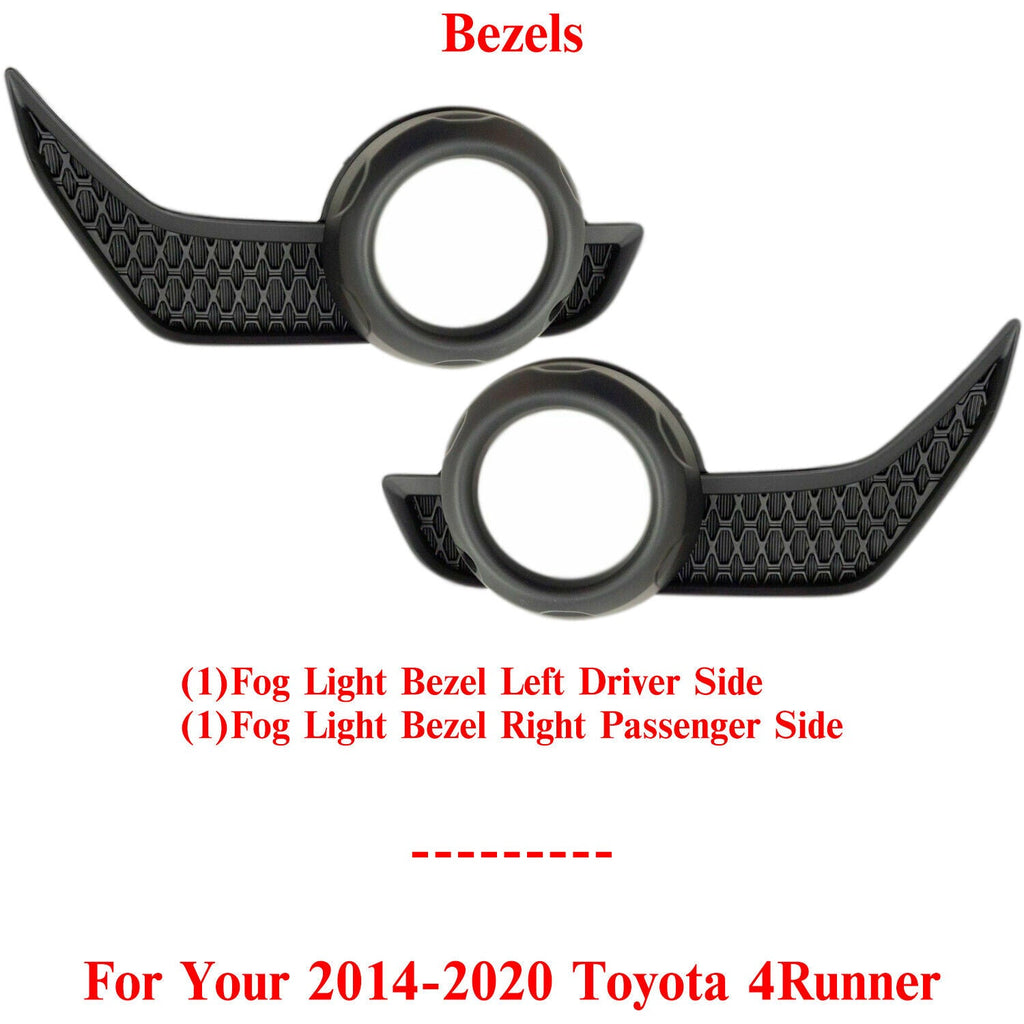 Fog Light Bezel Textured Without Chrome Trim For 2014 - 2020 Toyota 4Runner - US AUTO PARTS PLUS