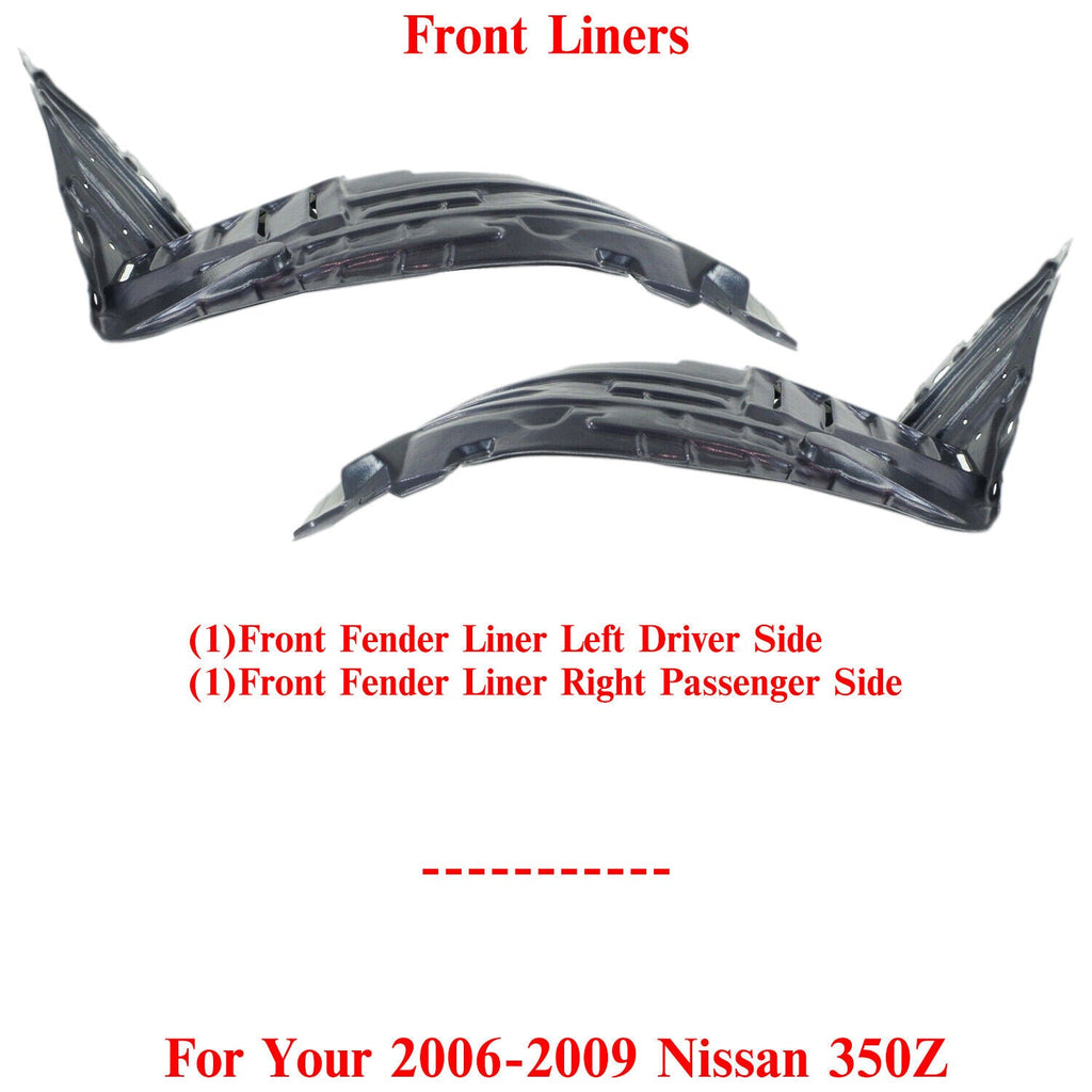 Front Fender Liner Left Driver and Right Passenger Side For 2006 - 09 Nissan 350Z - US AUTO PARTS PLUS